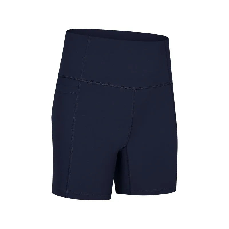 Women's cotton blend sports shorts in black with super stretch fabric and mid-length design