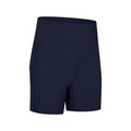 Women's cotton blend sports shorts in black with super stretch fabric and mid-length design