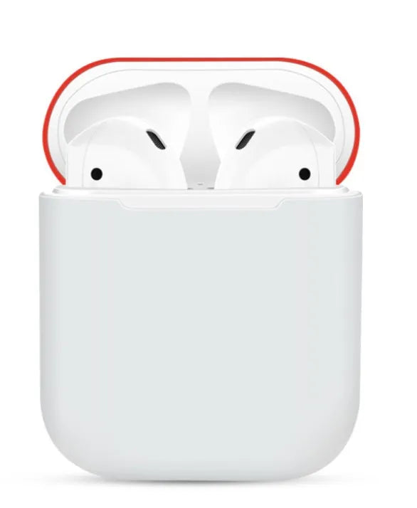 Silicone protective cover for Apple AirPods charging case in a split style design, shown in a selection of colours.