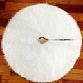White plush Christmas tree skirt in 78cm, 90cm, 122cm or 150cm for covering a Christmas tree base and protecting the floor from pine needles.