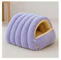 Light beige closed cat house with removable washable cover, PP cotton filling, winter warm pet sleeping nest, large size
