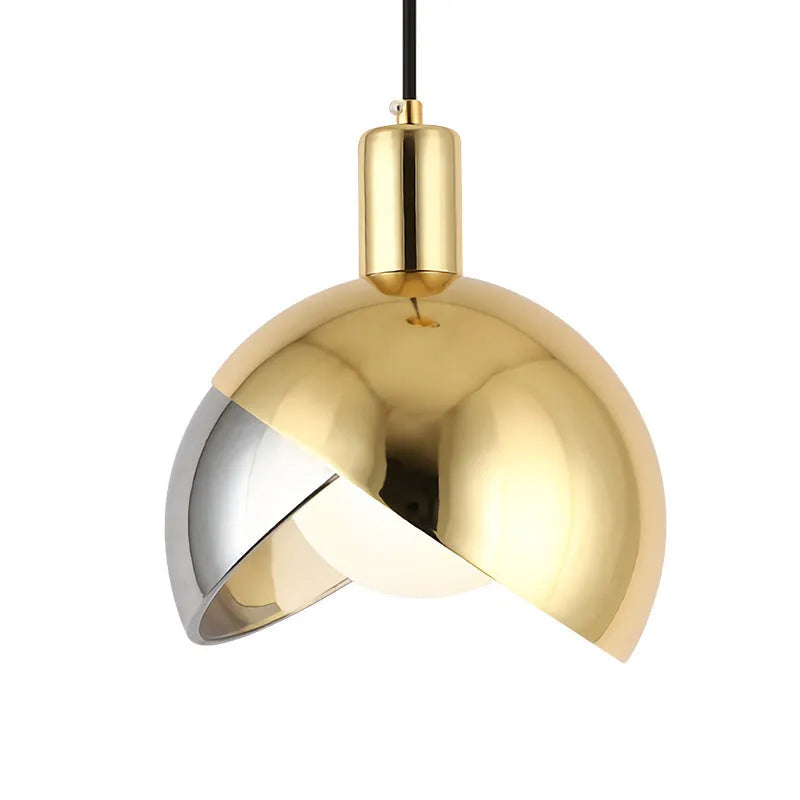 Simple gold metal droplight with 20cm iron shade and warm LED light ceiling fitting