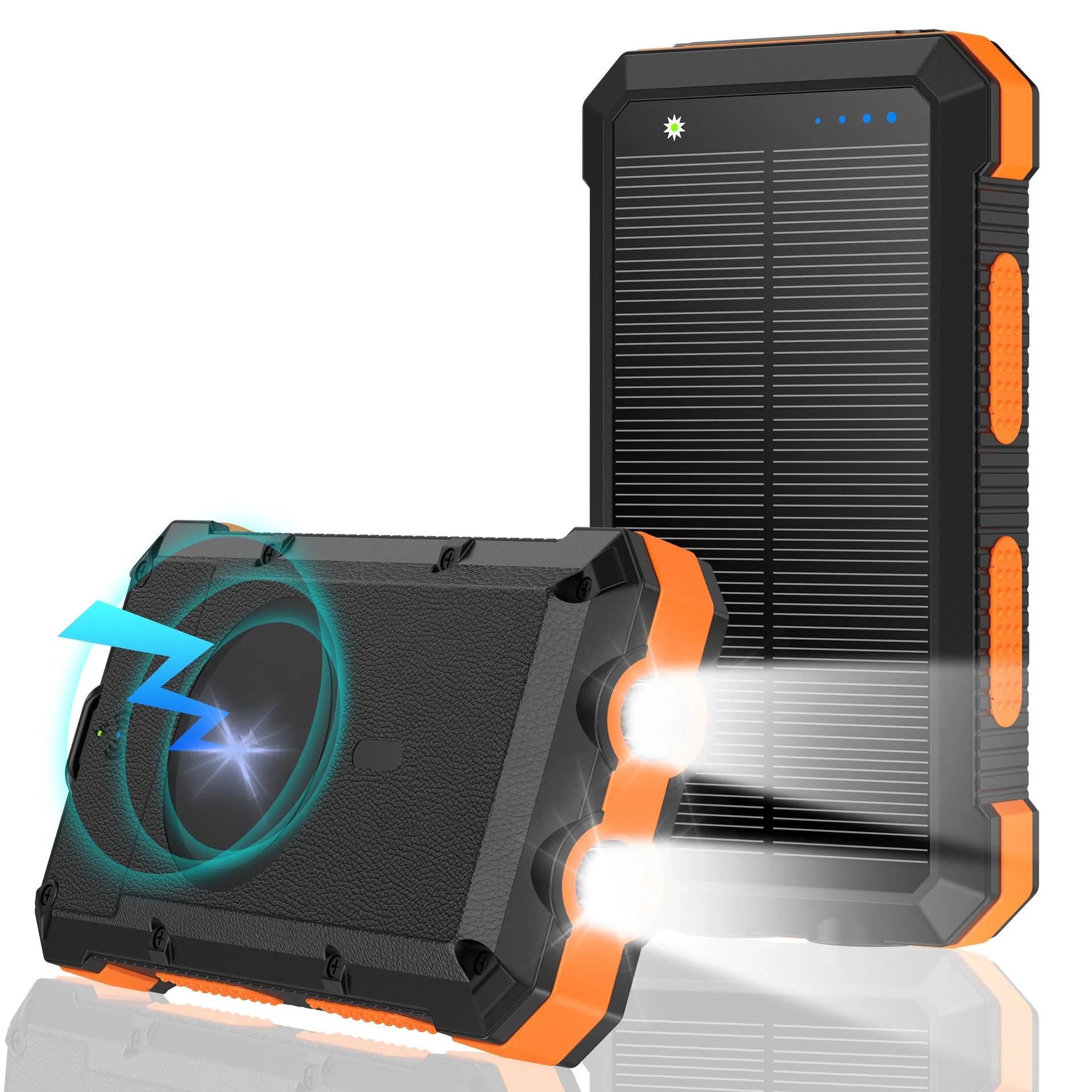 Solar magnetic wireless charger power bank 20000mAh with outdoor lighting in black, blue, green, orange, red options