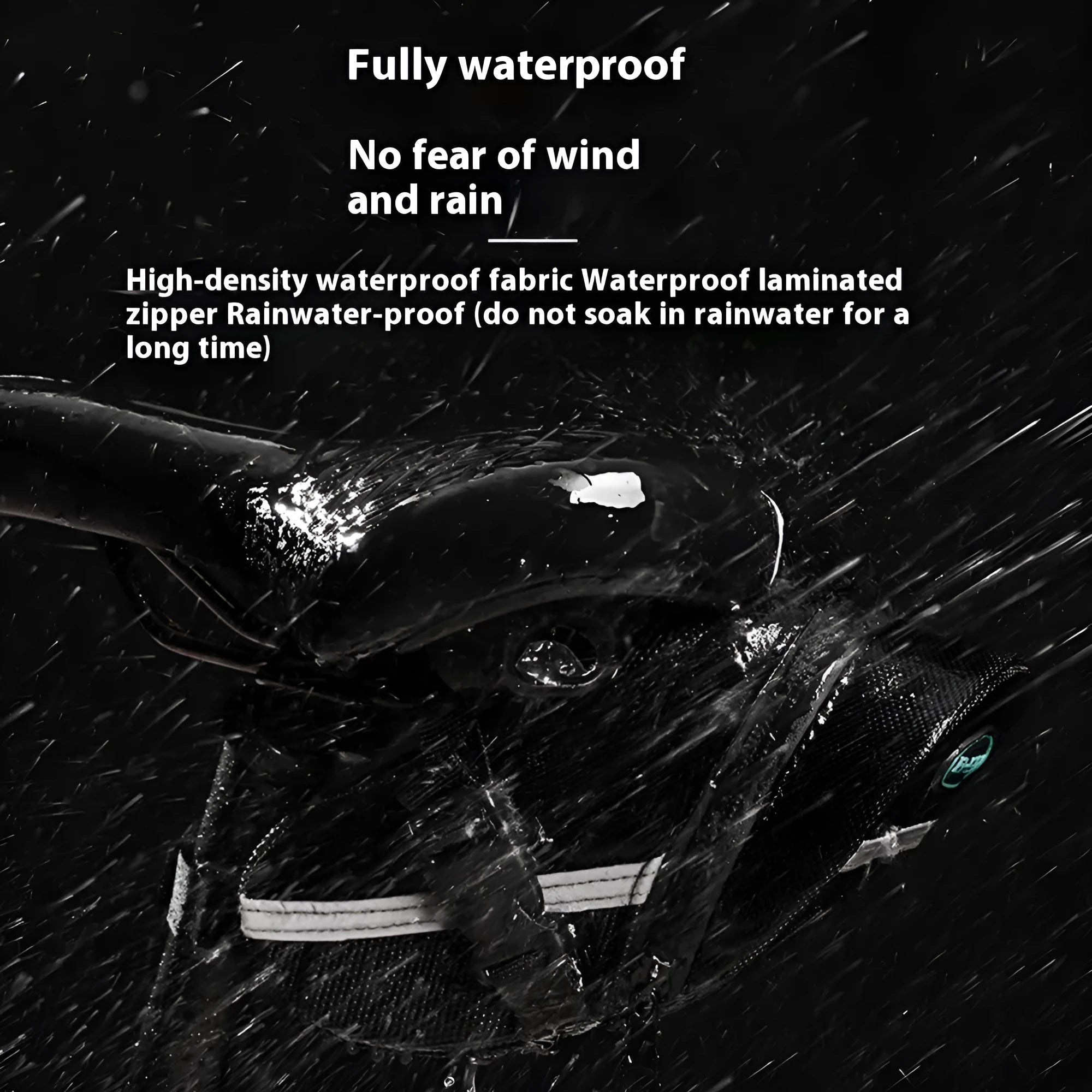 Black cycling tail bag with quick-release mounting for bicycle saddle