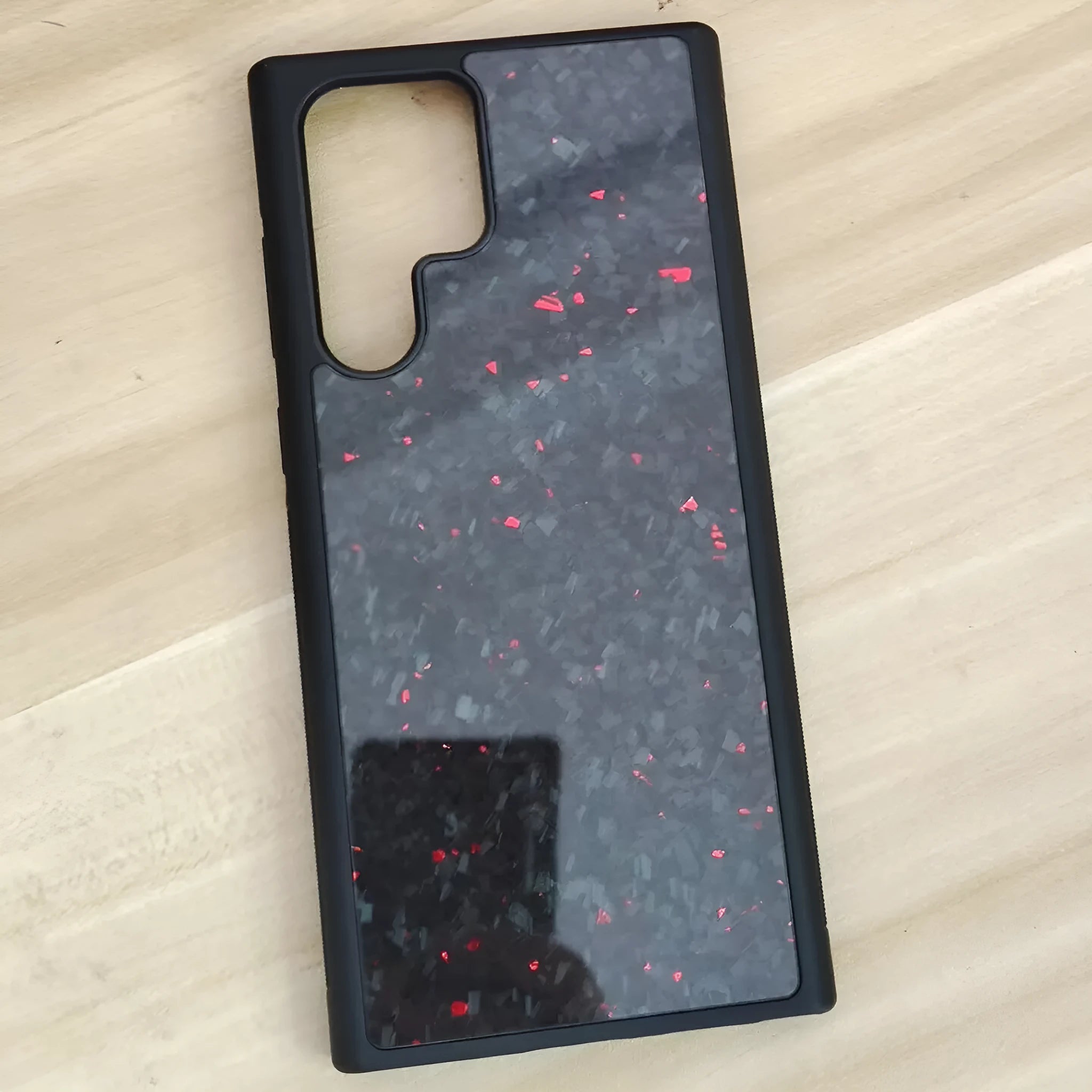Carbon fibre silicone phone case for Samsung S24 Ultra with 3K twill backplate and silicone edges