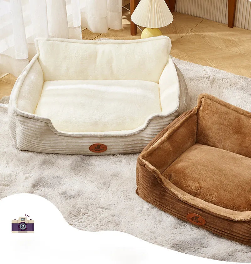 Universal kennel for small medium dogs with removable washable cover in Coffee colour on soft cushion