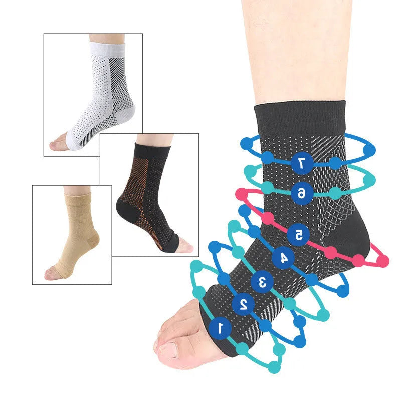Korean-style compression sports socks in white, black, skin colour, and copper options
