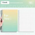 Removable coil gradient notepad with PP cover in blue, green, pink, and purple colour options