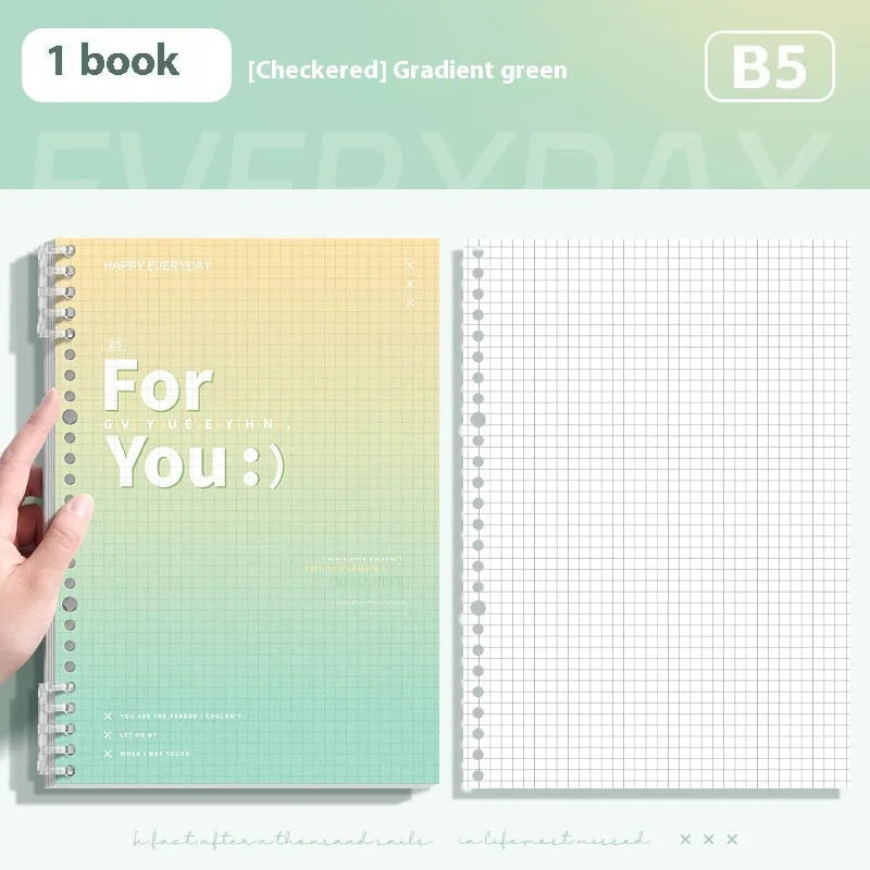Removable coil gradient notepad with PP cover in blue, green, pink, and purple colour options