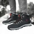 Men's winter snow boots with plush lining, lace-up front, synthetic leather upper, and TPR outsole in grey colour