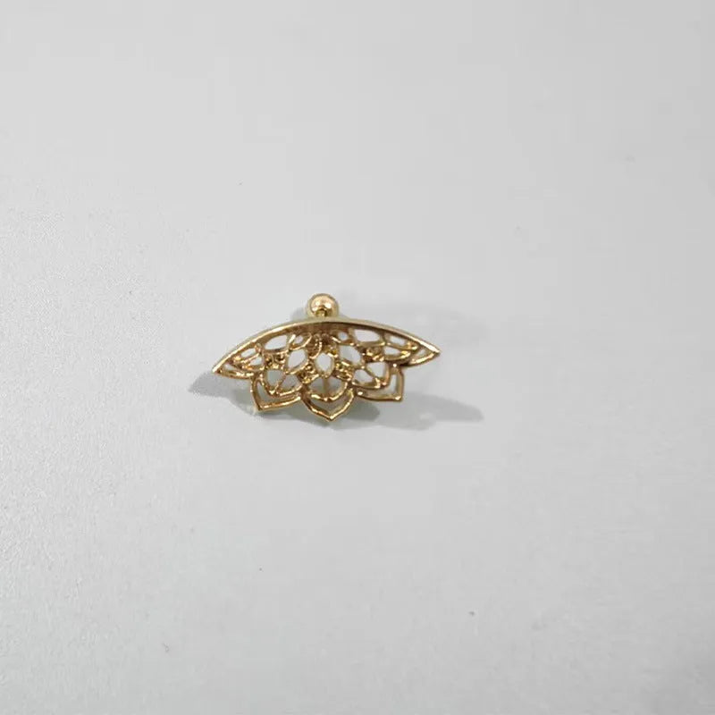 Spider web geometric mesh stud earrings in gold or silver electroplated metal for horror Halloween jewellery