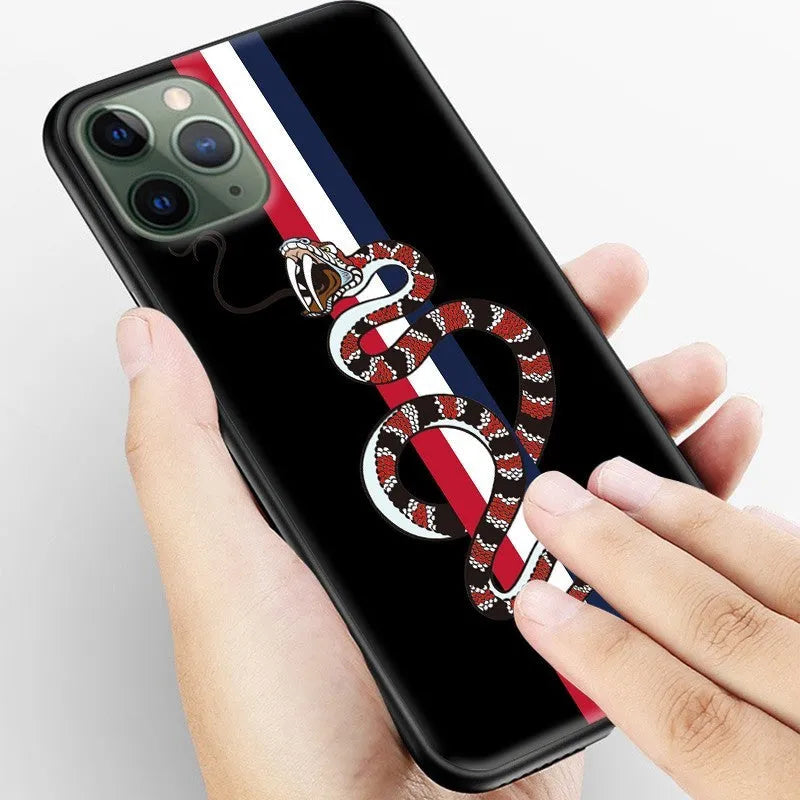 Frosted silicone iPhone case with cartoon snake design on TPU material