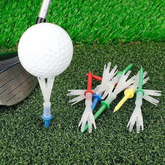 Plastic golf tee in mixed colour, 83mm and 70mm lengths, for golf training and fitness equipment.