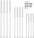 Set of stainless steel handled cleaning brushes with nylon bristles for straws and bottles.