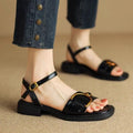 Women's casual sandals with thick rubber soles and button fastening in beige colour