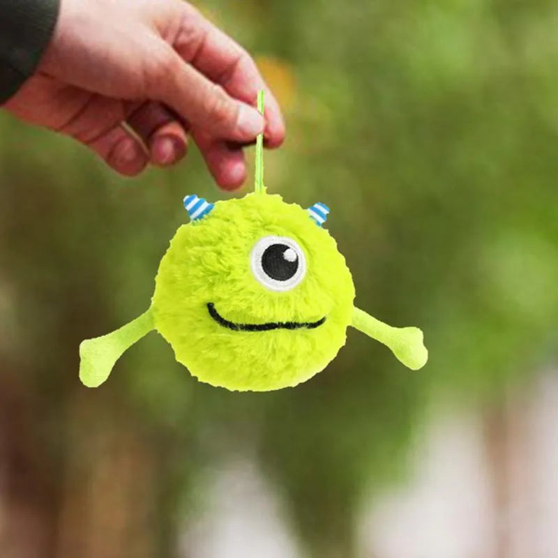 Green plush dog chew ball with TPR flexible interior, 12cm diameter with squeaker sound
