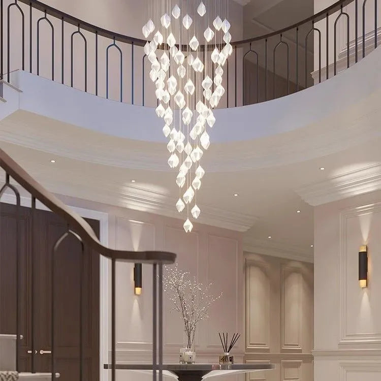 Ceramic magnolia petal shaped single pendant light with minimalist design.