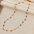 Gold electroplated titanium steel necklace with natural stone pendant on O-ring chain