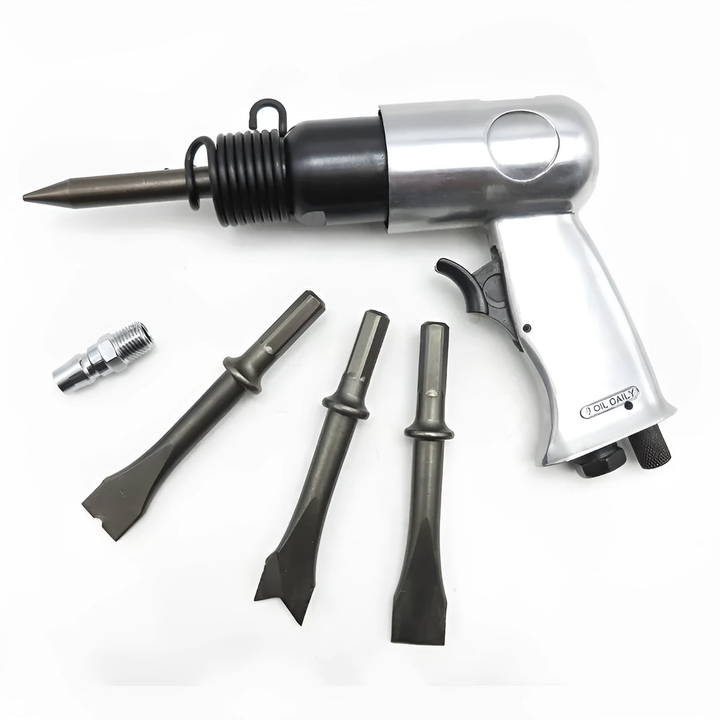 Air hammer tool with hexagonal and round handles for pneumatic rock drilling and industrial repairs