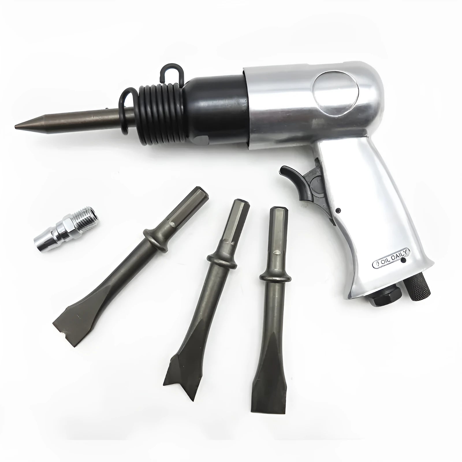 Air hammer tool with hexagonal and round handles for pneumatic rock drilling and industrial repairs