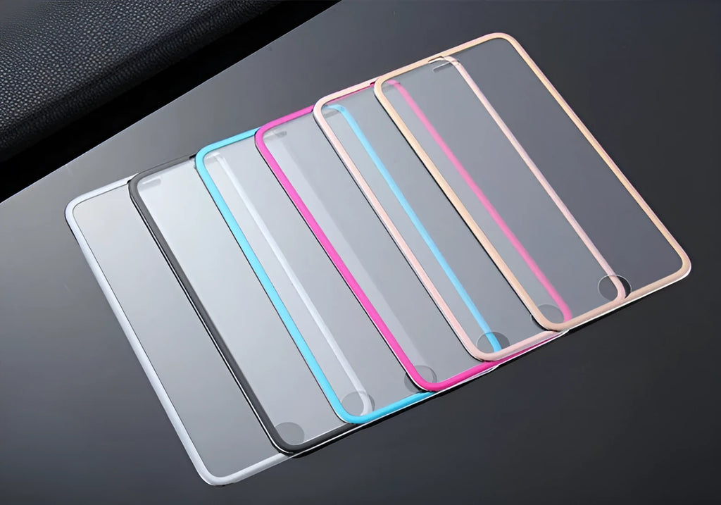 Black tempered glass full screen cover with titanium alloy frame for iPhone models