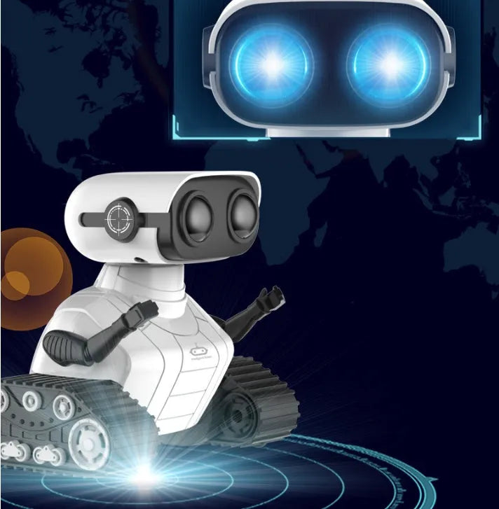 USB rechargeable remote control robot toy for children aged 7-14 years white plastic with sound and light dancing and remote control