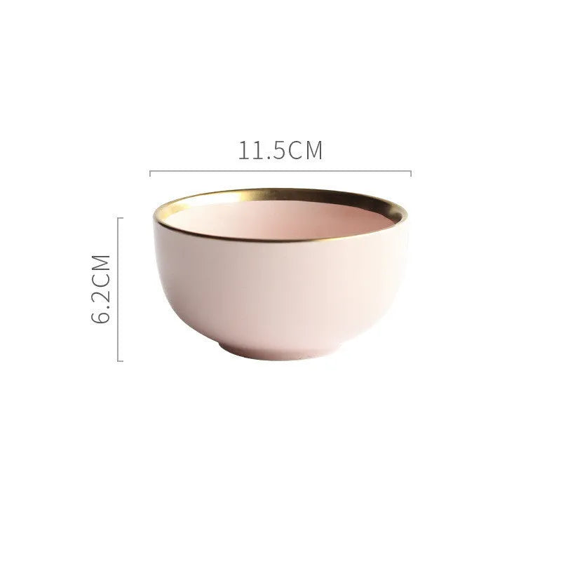 Nordic style solid colour porcelain bowl with celadon glaze finish, available in grey, blue, pink, and multiple sizes for tea drinking