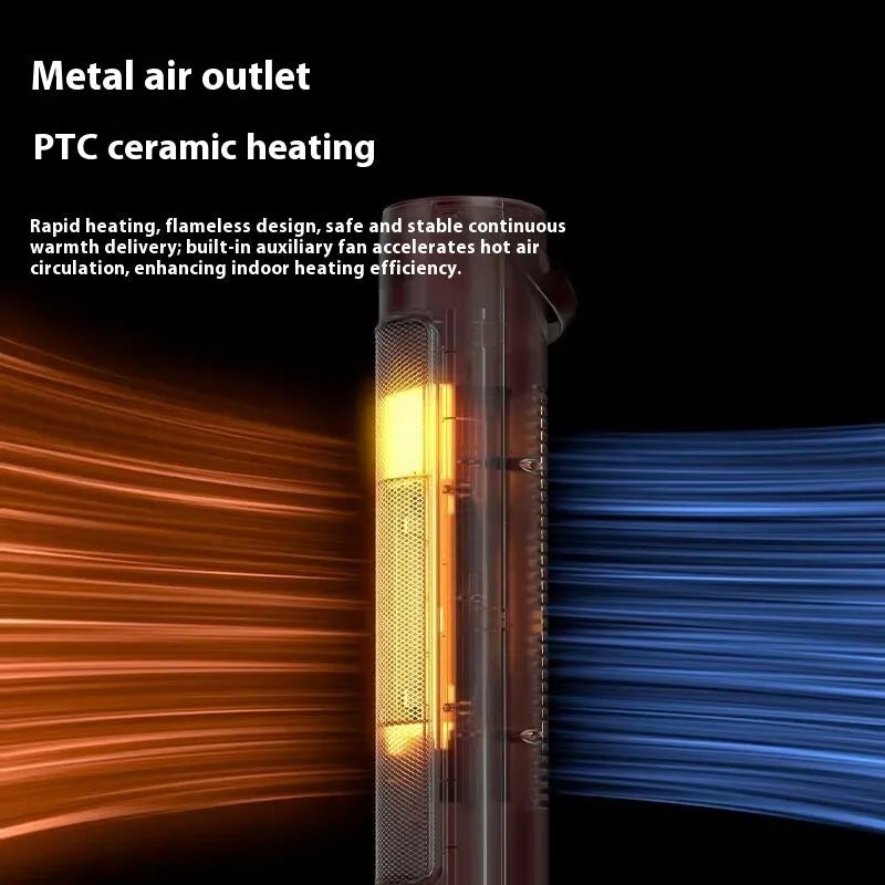 Vertical white or green electric PTC heater with remote control and timer, 2000W for rooms 30㎡ or more