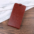 Huawei Honor 7X leather wallet phone case in black showing card slots and crazy horse pattern texture.