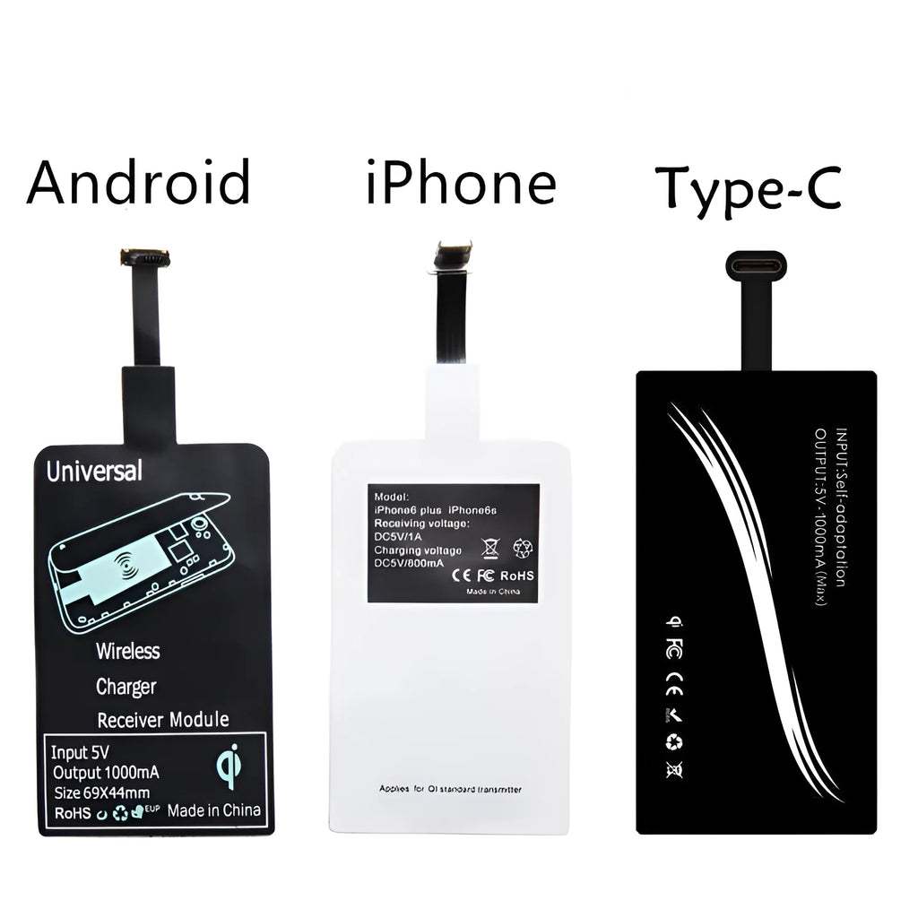 Wireless charger receiver with Type-C connector, 5V 1000mA, available in Black and White