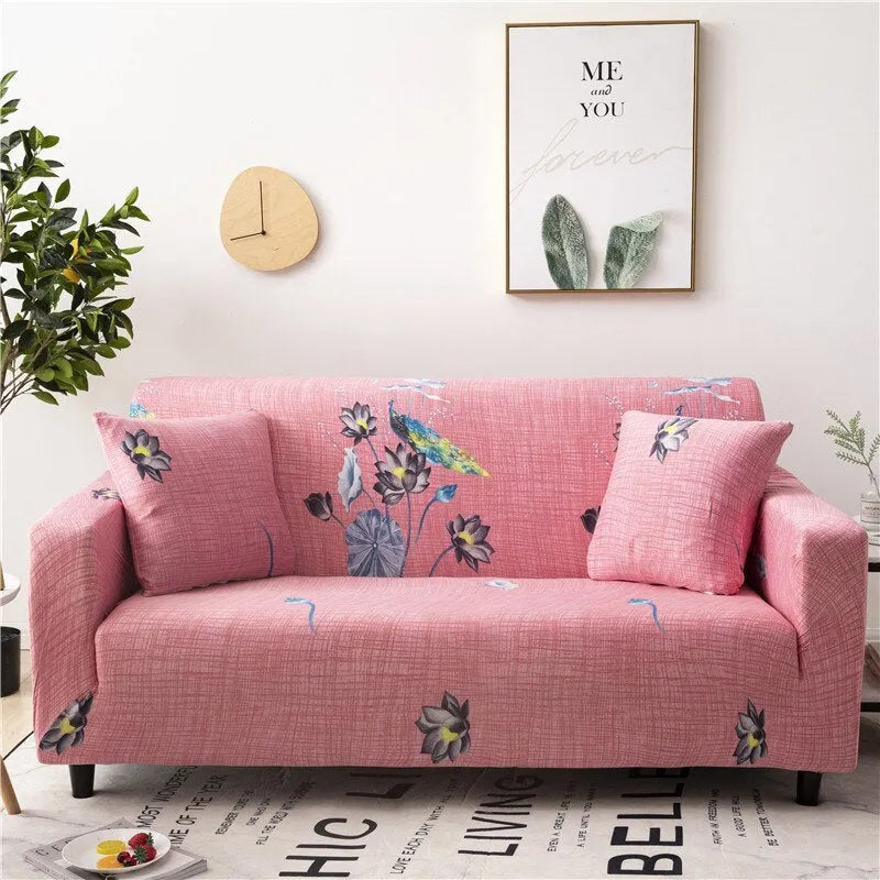 Elastic polyester striped sofa cover in modern design for a 3-seat sofa, available in 15 colours