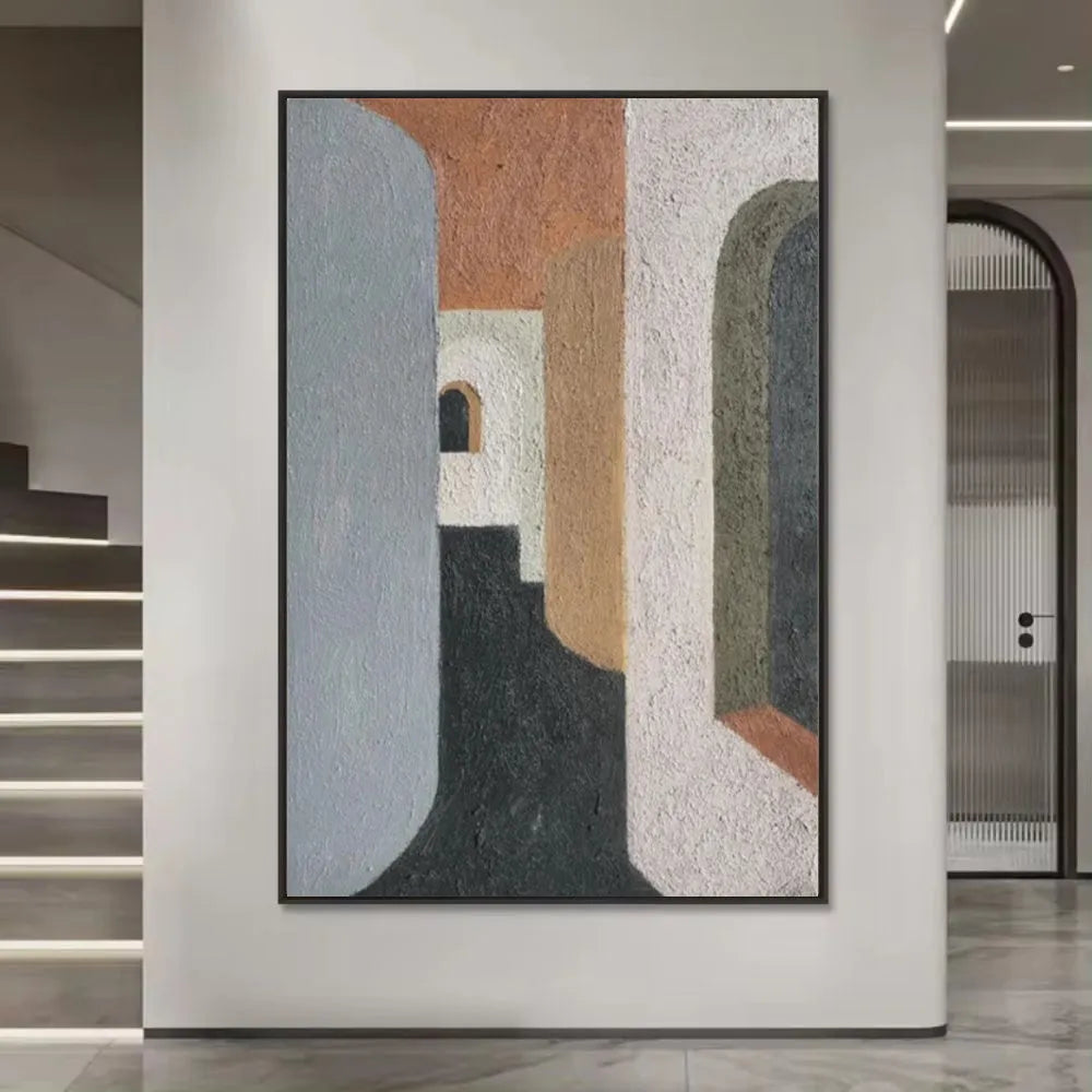 Hand-painted modern abstract oil painting on canvas, rolled and frameless, for living room wall decor