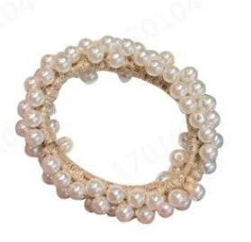 Cloth beaded hair rope in black colour on a white background