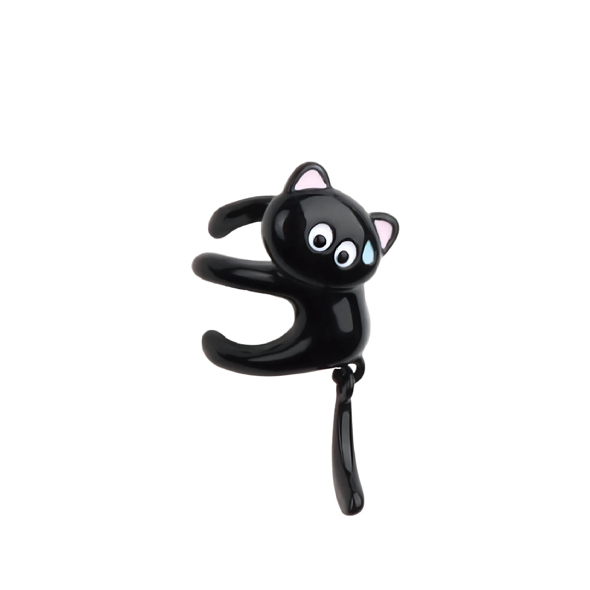 Black cat ear clip on earring for women with kitten ear animal design and no piercing needed