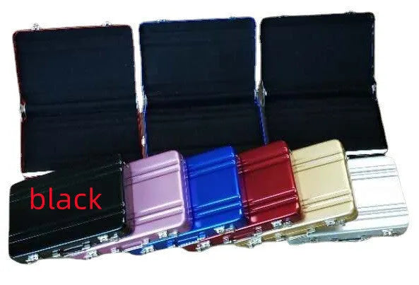 Aluminium alloy card holder in silver, showing its slim 16mm thickness and compact size.