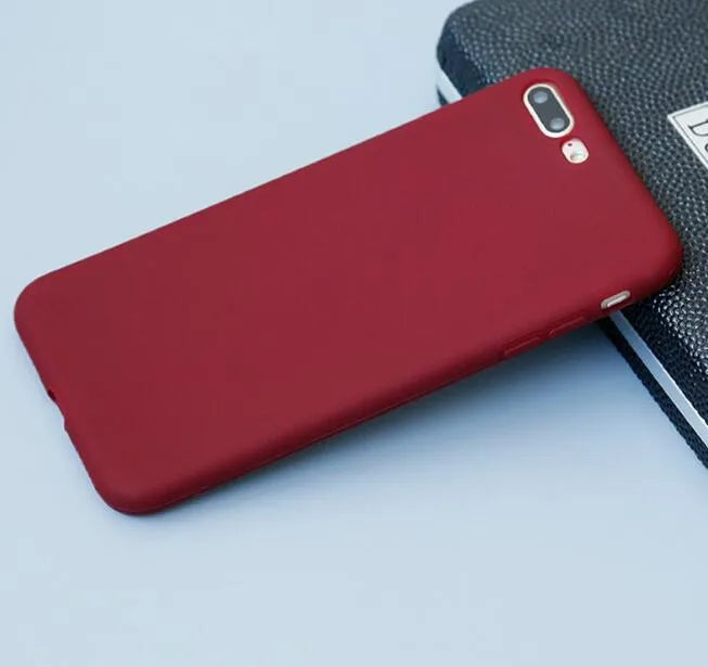 Frosted matte soft shell phone case for iPhone, shown in one of eight available colours.