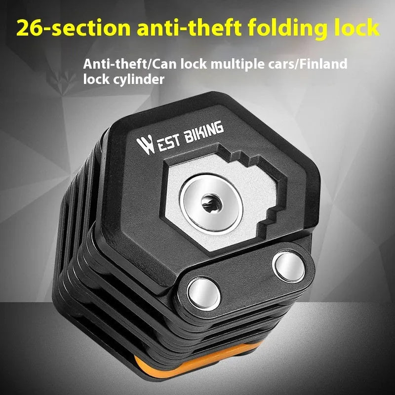 Black bicycle fliplock password anti-theft folding lock for mountain bikes and electric cars.