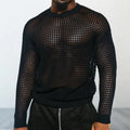 Thin round neck pullover sweater in black for women loose fit acrylic knit