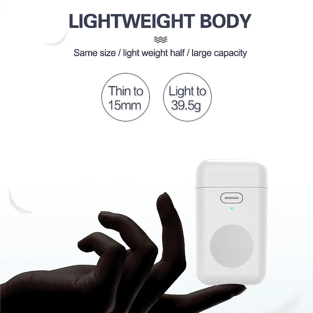 White 1000mAh magnetic wireless power bank for Apple Watch, showing compact size.