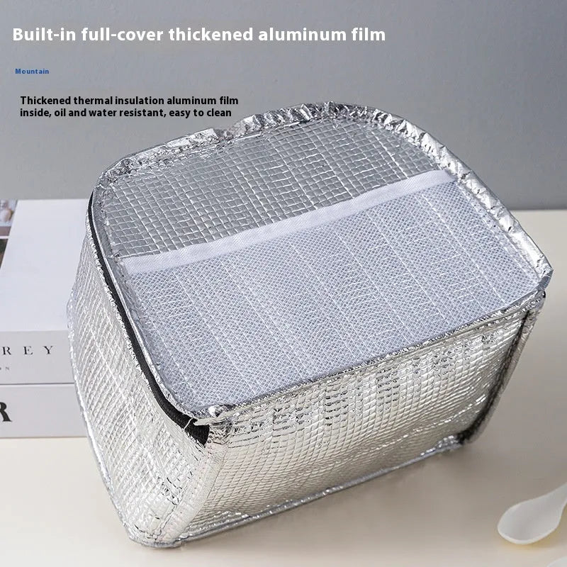 Textured cloth insulated lunch box bag with thermal function in purple colour option