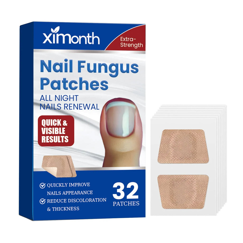 Box of 32 nail nursing adhesive bandage patches for repair, each patch 6.1 cm by 3.5 cm.