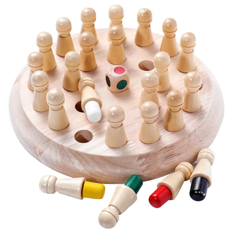 Children's beech wood Memory Chess game with white pieces on 17cm board for ages 3+