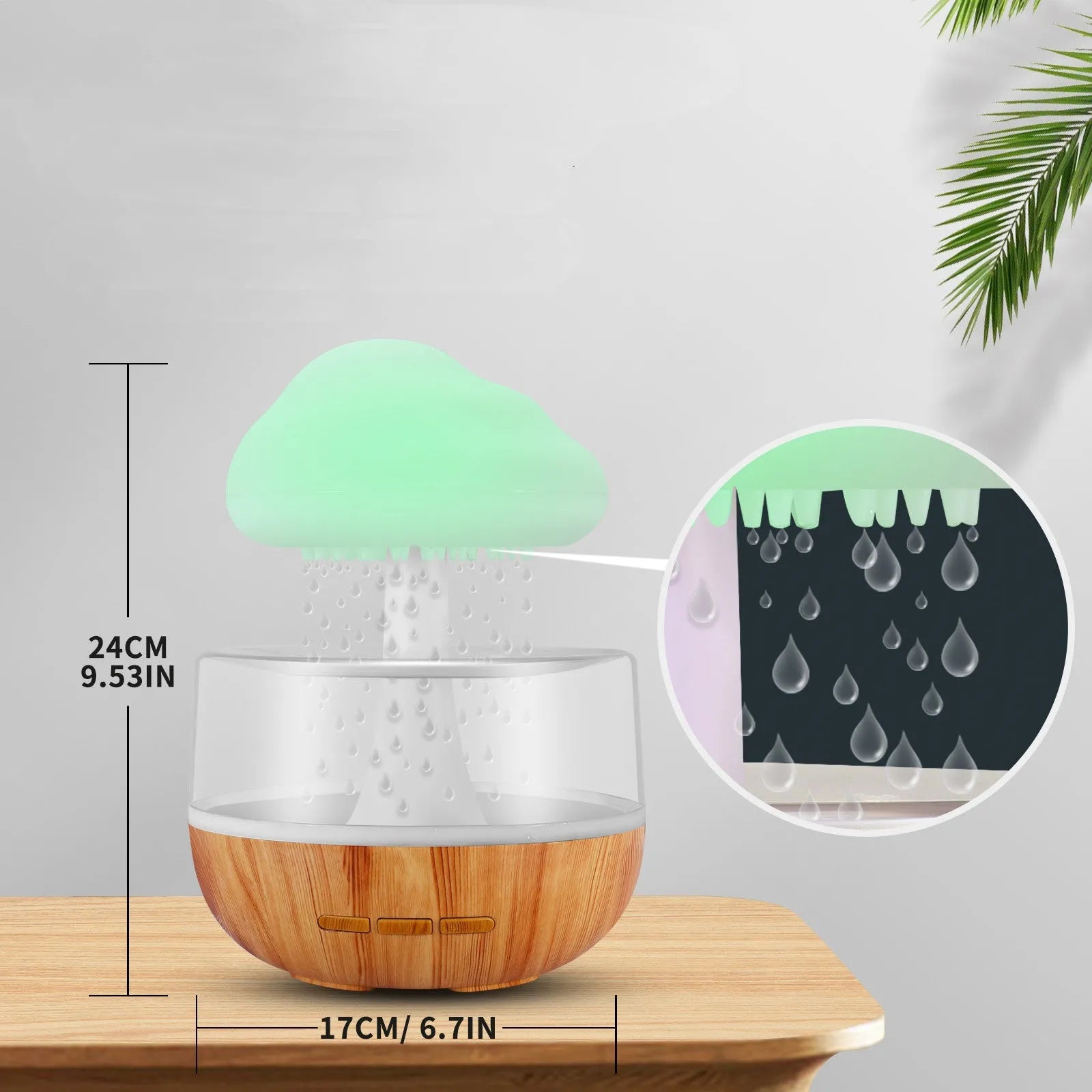 White cloud-shaped aromatherapy humidifier with night lights and USB cable.