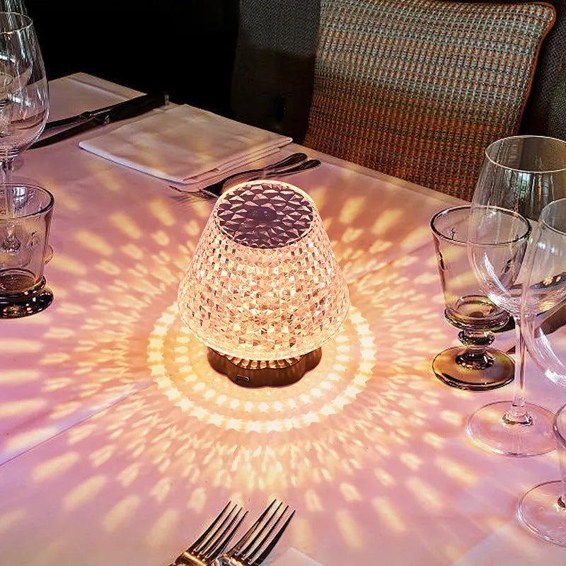 Crystal decorative table lamp with touch sensor base and LED lighting