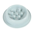 PP plastic slow feeder pet bowl in macaroon colour with raised feeding obstacles