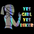Cool Girl Rider character car decorative waterproof sticker in black, white, and laser colours