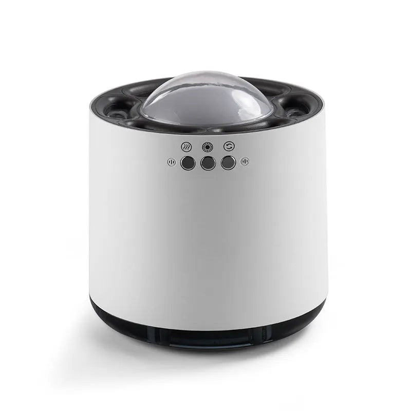 White voice control ultrasonic cool mist humidifier with 800ml tank and 7-colour LED light on a tabletop
