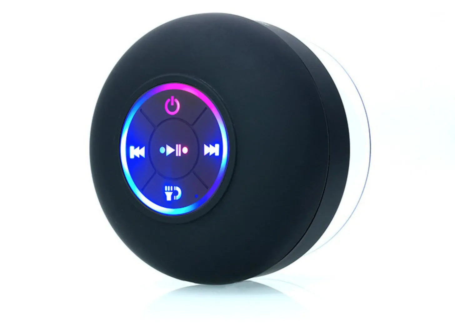 BTS07 waterproof Bluetooth speaker with large suction cup and RGB lights in six colour options