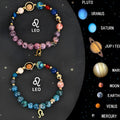 Natural stone beaded bracelet set for twelve zodiac signs, showing two matching bracelets.