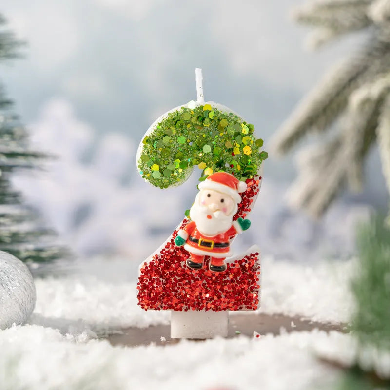 Handmade Santa Claus digital candle number 5 in paraffin wax with hand-painted decoration